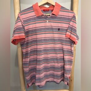 IZOD Medium striped polo salmon pink blue golf shirt short sleeves